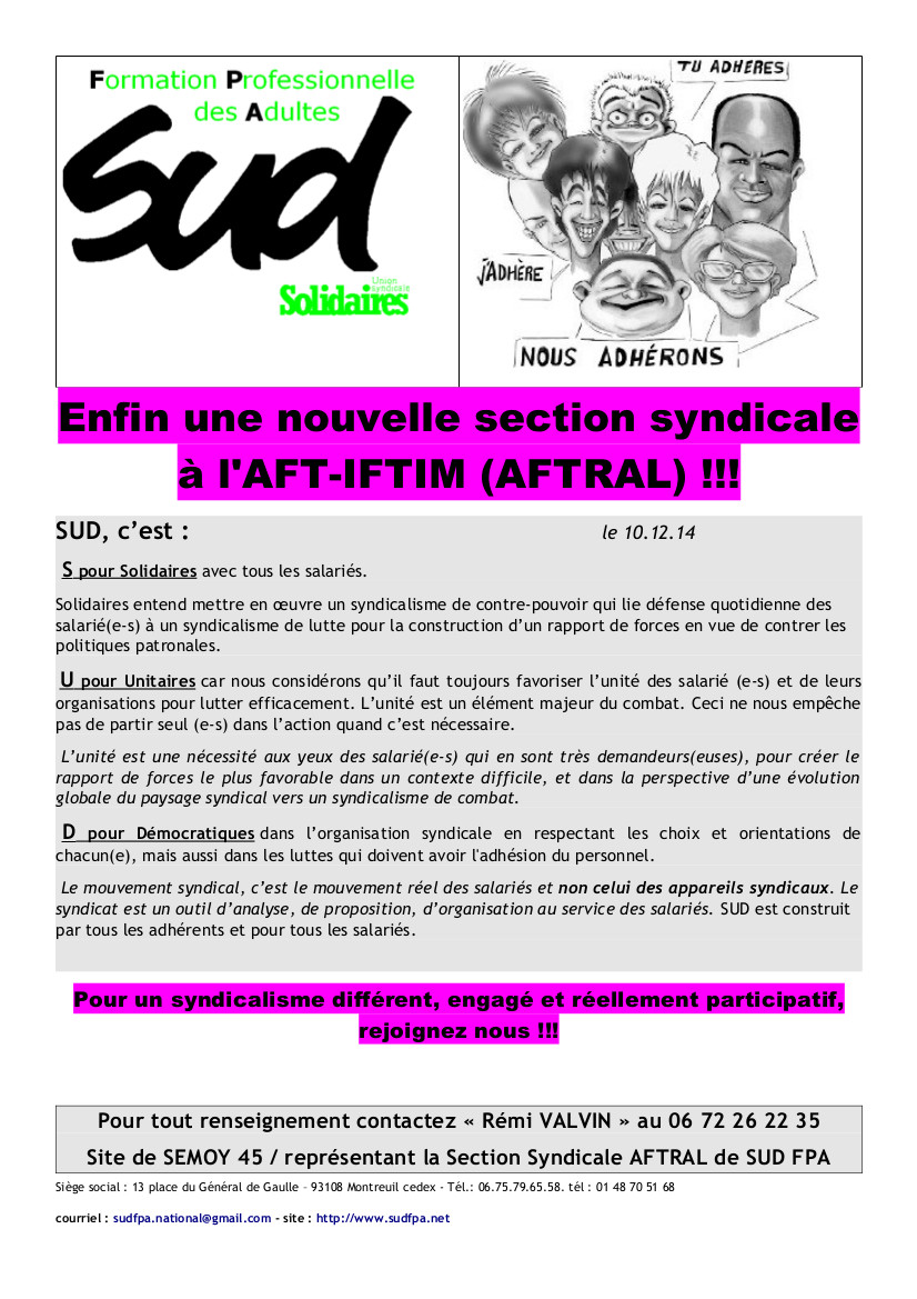 Enfin une nouvelle section syndicale à AFT IFTIM