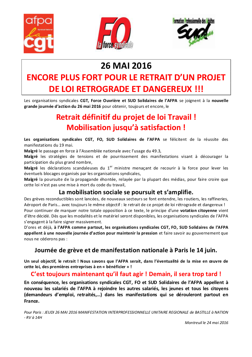 Tract intersyndical AFPA 26 MAI 2016 VF